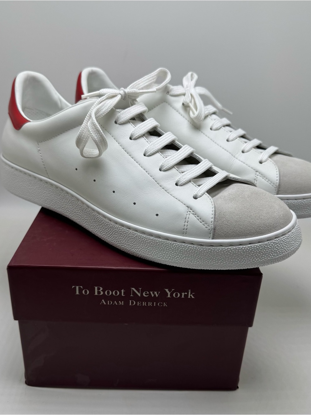 To Boot New York White Colton Sneakers With Red Accents Size 11